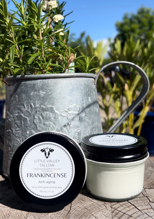 Grass Fed Whipped Tallow Face Balm with Frankincense Essential Oil