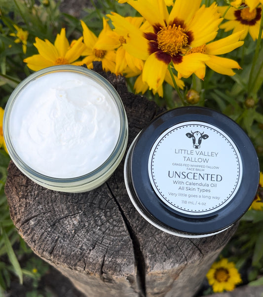 Grass Fed Whipped Tallow Face Balm Unscented with Calendula Oil